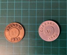Rare 1940 Curragh Internment Camp Tokens (Set of 2: 1d Brass & 1/- Aluminium)
