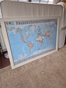 large framed map of the world