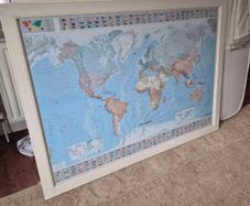 large framed map of the world