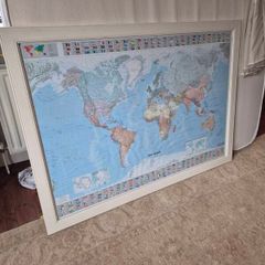 large framed map of the world