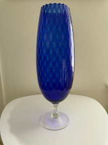 Huge 46cm Vintage Italian Empoli Cobalt Blue - Art Glass Floor Vase