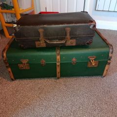 Vintage luggage and bedroom chest