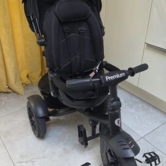 QPlay Premium 6-in-1 Trike Stroller (All Black Edition) + Rain Cover