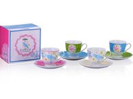 main image for ad Porcelain Tea Cup Set Floral Birds With Saucers