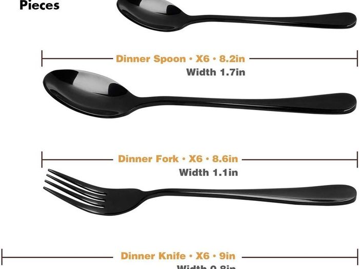 Cutlery Set, Black or Rainbow 24 Piece Stainless Steel Flatware Set, Silverware Dinnerware Set Service for 6, Tableware Cutlery Include Knife/Fork/Spoon/Teaspoon for Home with Gift Box