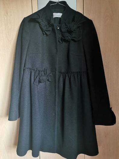 Red Valentino Frayed Bow Detail Wool Coat UK 8