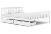 Bed Frame with 2 Drawers White Solid Pine Wood 160x200 cm