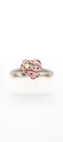 Vintage Collectable Daisy London Diamond And Enamel Silver Frog Ring
