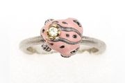 Vintage Collectable Daisy London Diamond And Enamel Silver Frog Ring