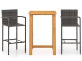 3 Piece Garden Bar Set Grey