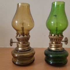 2 x vintage mini kerosene lamps