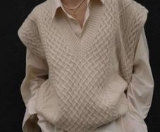 Cream Cable Knit Sweater Vest