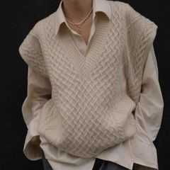 Cream Cable Knit Sweater Vest