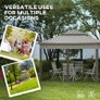 3.25 x 3.25m Deluxe Metal Gazebo, with Curtains - Brown and Grey Image 3