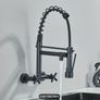 Wall-Mounted Kitchen Tap with Pull-Out Spray  360 deg Rotating Dual-Function Mixer Tap (Matte Black / Chrome Finish) Image 6