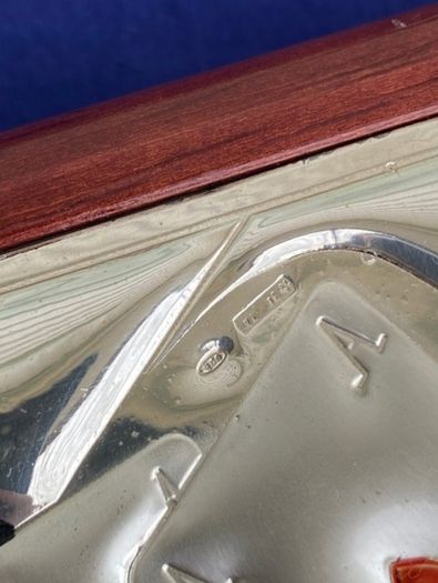 Italian Mid Century Modern Jatoba and Silver Plated Cigarette Box
