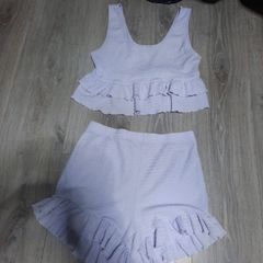 lilac matching top and shorts set