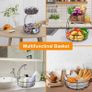 Fruit Basket, 2-Tier Fruit Bowl with Banana Hanger, Kitchen Countertop Rack, Metal Bowls Perfect for Holding Fruit, Vegetables, Snacks, Cupcakes (Black) Image 5