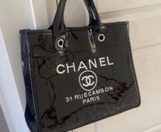 Chanel Tote Handbag Black Patent