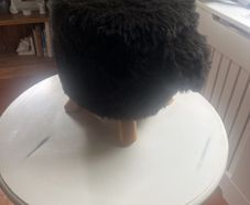 Sheep faux fur and wood Childers stool