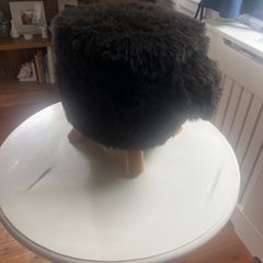 Sheep faux fur and wood Childers stool