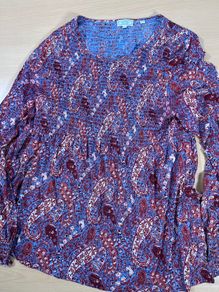 FAT FACE Womens Blouse Top - UK 12- Maroon Paisley Cotton