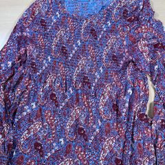 FAT FACE Womens Blouse Top - UK 12- Maroon Paisley Cotton