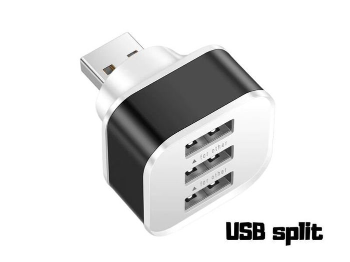 3 Port USB Charger Hub Splitter Multi USB Charging Adapter Black White