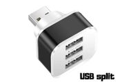 3 Port USB Charger Hub Splitter Multi USB Charging Adapter Black White