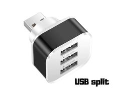 3 Port USB Charger Hub Splitter Multi USB Charging Adapter Black White