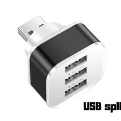 3 Port USB Charger Hub Splitter Multi USB Charging Adapter Black White