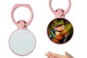 Personalised Round phone ring holder - Pink
