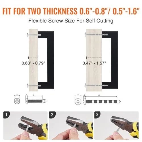 Center Slim Square Kitchen Cabinet Drawer, Stainless Steel Modern Kitchen Cupboard Door Handles for Kitchen Bathroom Bar Hardware Matte Black