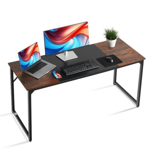 Computer Desk, 160 cm Office Gaming Desk for Home Office, Writing Study Work Modern Simple Table with Metal Frame for Large Legroom