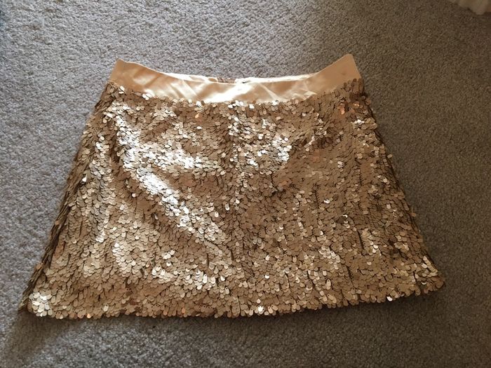 New Golden Sequin Mini Skirt Size 10