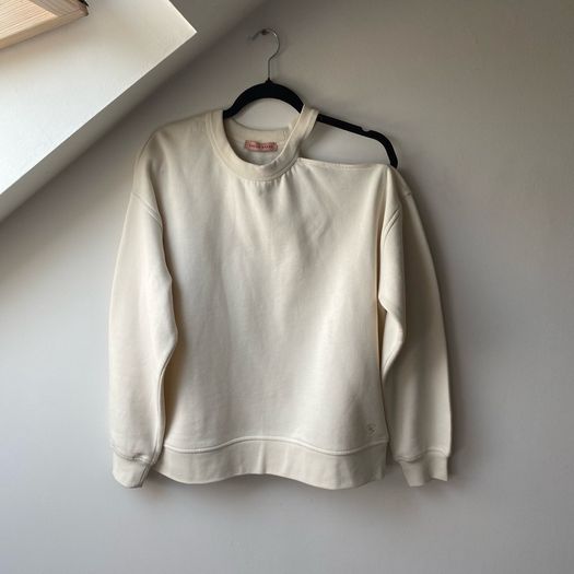 Sinead Keary The Label Asymmetric Cutout Cream Sweatshirt
