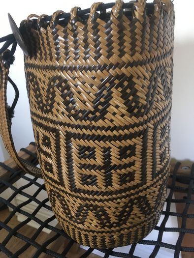Rattan drawstring bag