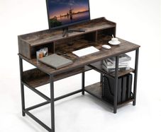 _Desk with shelf small computer table with monitor stand office table industrial style work table laptop table home office desk study table furniture for study table PC