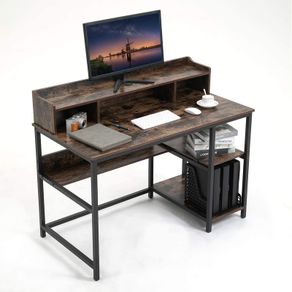 _Desk with shelf small computer table with monitor stand office table industrial style work table laptop table home office desk study table furniture for study table PC