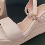 Cream suede wedge sandal Image 2
