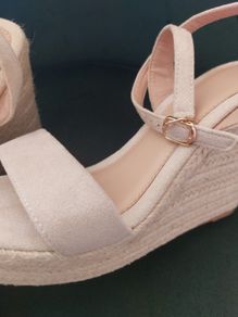 Cream suede wedge sandal