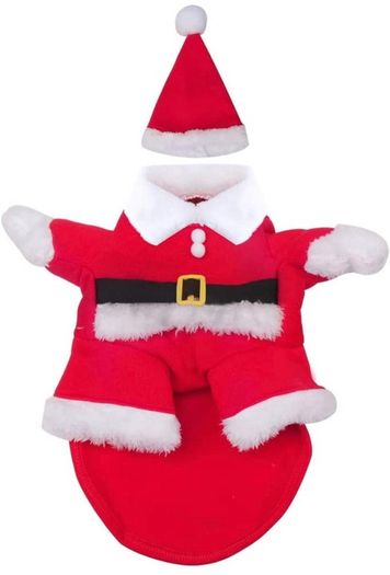 Cat Christmas Outfit, Christmas Pet Clothes Dog Cat Christmas Costume Santa Claus Pet Hoodie Coat for Small Medium Dogs Cats (M Size)