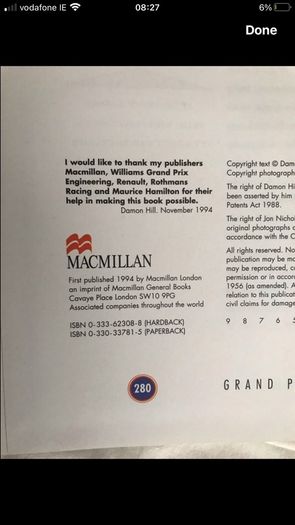 Damion Hill 1994 biography of the Grand Prix season large a5 size published 1994