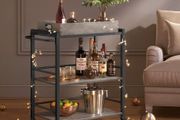 Industrial Style Serving Trolley Kitchen Trolley with Removable Tray with Adjustable Feet and Wheels Kitchen Shelf Steel Frame 65 x 40 x 86 cm Brown Rustic Black