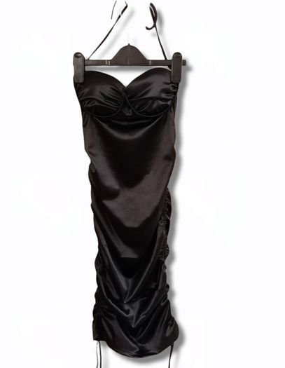 Brand new Satin Black midi dress