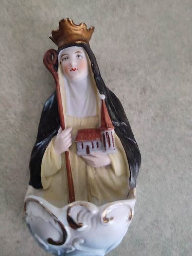 Vintage Antique Religious Mary Our Lady Of Grace Porcelain Holy Water Font Made in  Germany.