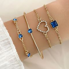 4pcs Alloy Chain Rhinestone Bracelet Set