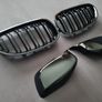 BMW 5 Series E60 E61 Black Kidney Grilles & Mirror Covers Set Brand New Image 3