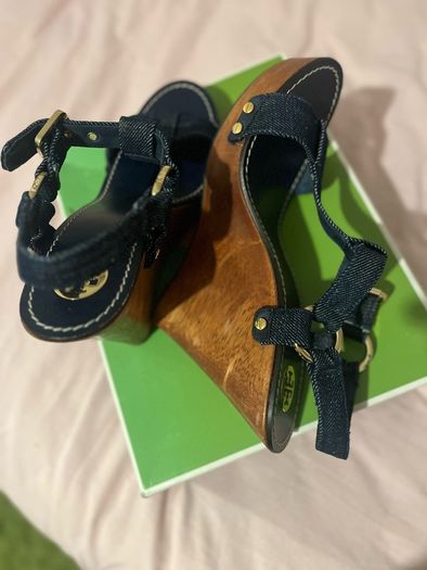 Beautiful TORY BURCH Platform Wedge Sandals 41 New Animal Print
