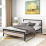 King Size Bed Frame with Wood Headboard Underbed Storage Space,Easy Assembly Image 5